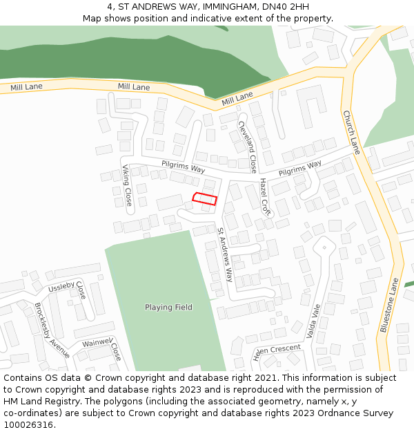 4, ST ANDREWS WAY, IMMINGHAM, DN40 2HH: Location map and indicative extent of plot