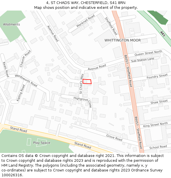 4, ST CHADS WAY, CHESTERFIELD, S41 8RN: Location map and indicative extent of plot