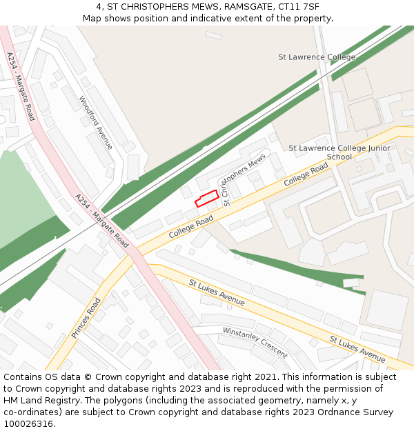 4, ST CHRISTOPHERS MEWS, RAMSGATE, CT11 7SF: Location map and indicative extent of plot