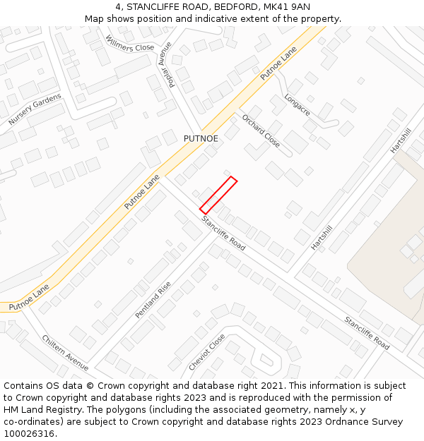 4, STANCLIFFE ROAD, BEDFORD, MK41 9AN: Location map and indicative extent of plot