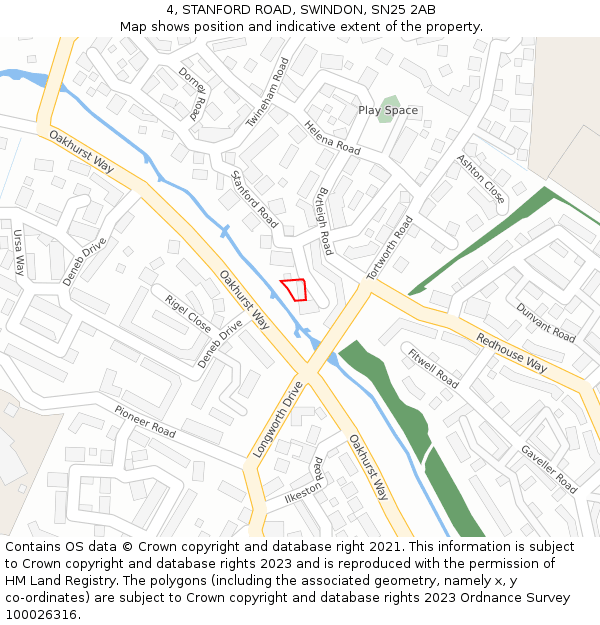 4, STANFORD ROAD, SWINDON, SN25 2AB: Location map and indicative extent of plot