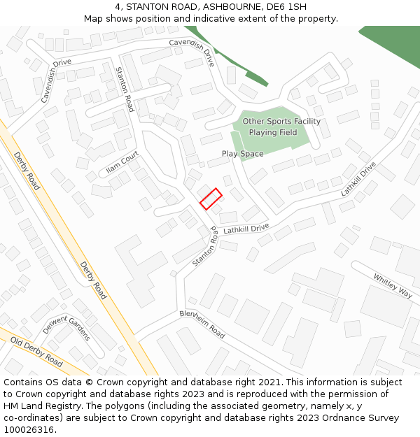 4, STANTON ROAD, ASHBOURNE, DE6 1SH: Location map and indicative extent of plot