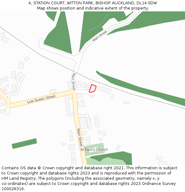 4, STATION COURT, WITTON PARK, BISHOP AUCKLAND, DL14 0DW: Location map and indicative extent of plot