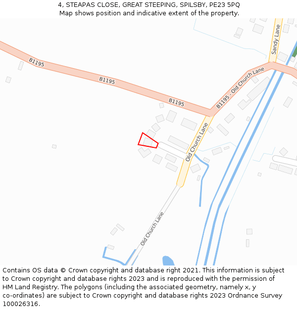 4, STEAPAS CLOSE, GREAT STEEPING, SPILSBY, PE23 5PQ: Location map and indicative extent of plot