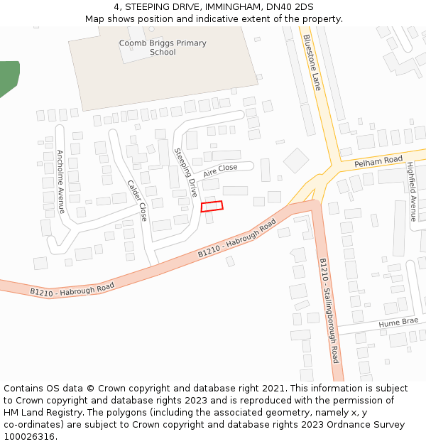 4, STEEPING DRIVE, IMMINGHAM, DN40 2DS: Location map and indicative extent of plot