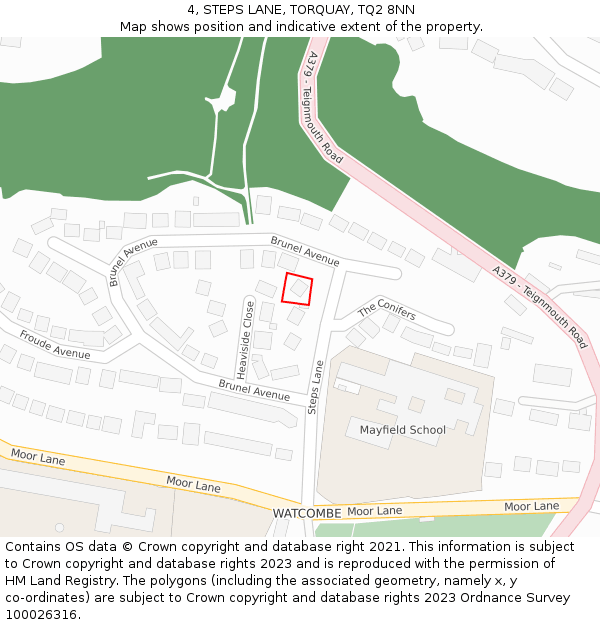 4, STEPS LANE, TORQUAY, TQ2 8NN: Location map and indicative extent of plot