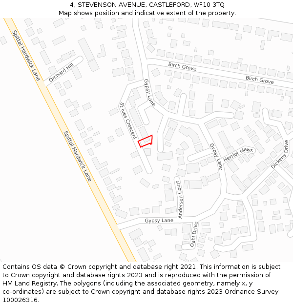 4, STEVENSON AVENUE, CASTLEFORD, WF10 3TQ: Location map and indicative extent of plot