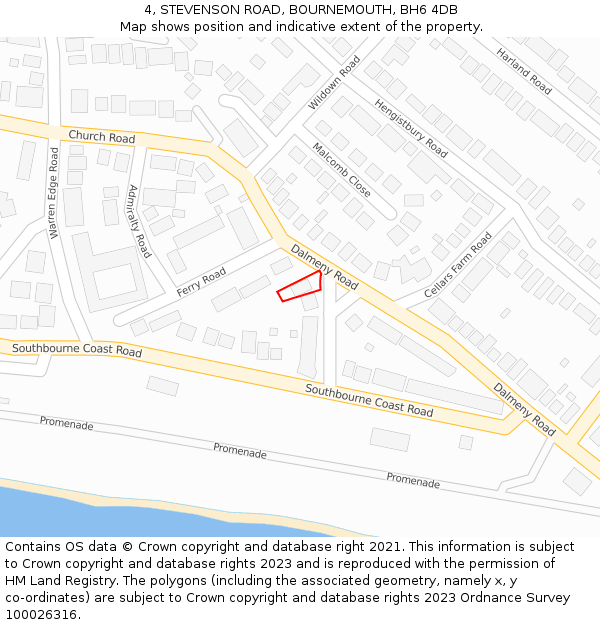 4, STEVENSON ROAD, BOURNEMOUTH, BH6 4DB: Location map and indicative extent of plot