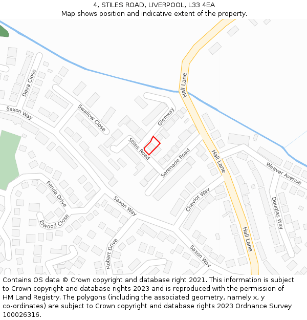 4, STILES ROAD, LIVERPOOL, L33 4EA: Location map and indicative extent of plot