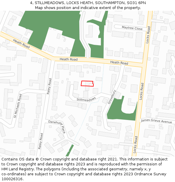 4, STILLMEADOWS, LOCKS HEATH, SOUTHAMPTON, SO31 6PN: Location map and indicative extent of plot