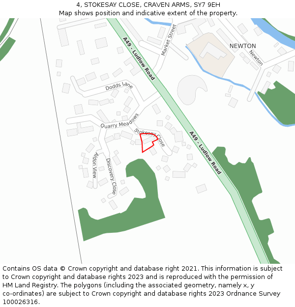 4, STOKESAY CLOSE, CRAVEN ARMS, SY7 9EH: Location map and indicative extent of plot