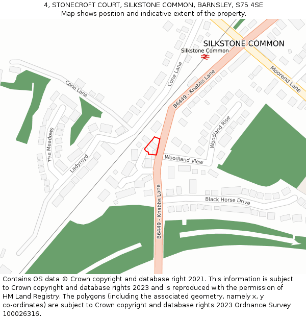 4, STONECROFT COURT, SILKSTONE COMMON, BARNSLEY, S75 4SE: Location map and indicative extent of plot