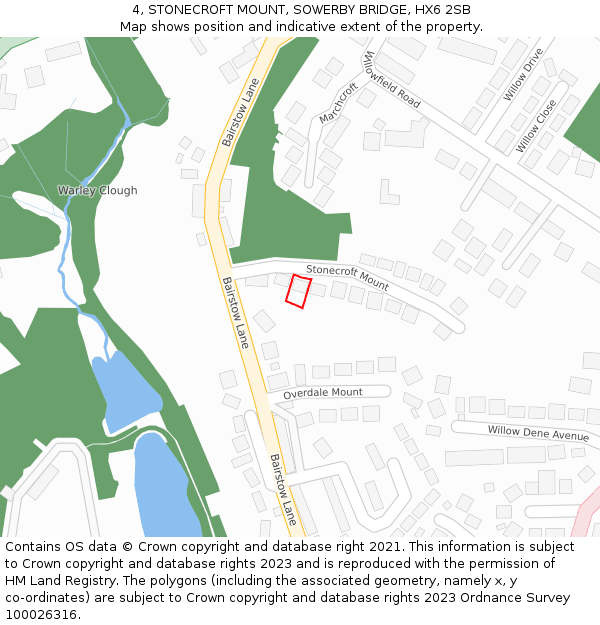 4, STONECROFT MOUNT, SOWERBY BRIDGE, HX6 2SB: Location map and indicative extent of plot
