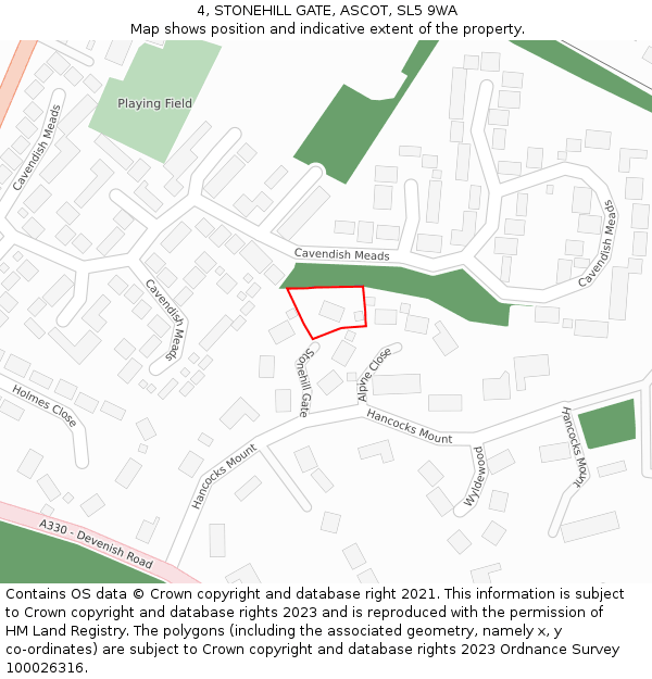 4, STONEHILL GATE, ASCOT, SL5 9WA: Location map and indicative extent of plot