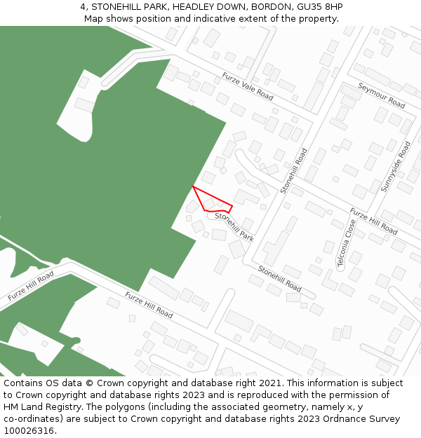 4, STONEHILL PARK, HEADLEY DOWN, BORDON, GU35 8HP: Location map and indicative extent of plot