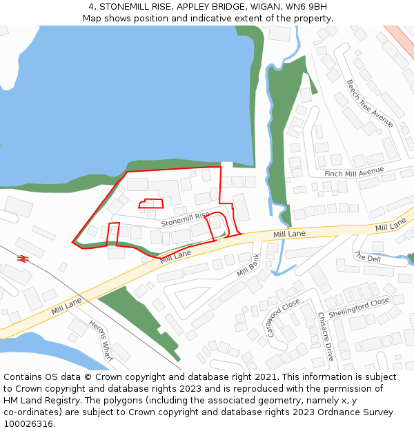 4, STONEMILL RISE, APPLEY BRIDGE, WIGAN, WN6 9BH: Location map and indicative extent of plot