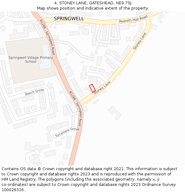 4, STONEY LANE, GATESHEAD, NE9 7SJ: Location map and indicative extent of plot