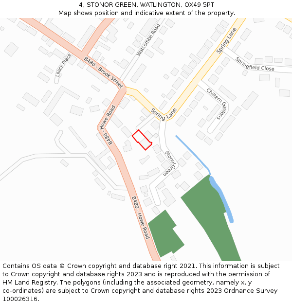 4, STONOR GREEN, WATLINGTON, OX49 5PT: Location map and indicative extent of plot