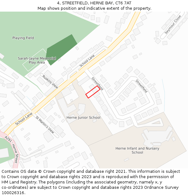 4, STREETFIELD, HERNE BAY, CT6 7AT: Location map and indicative extent of plot