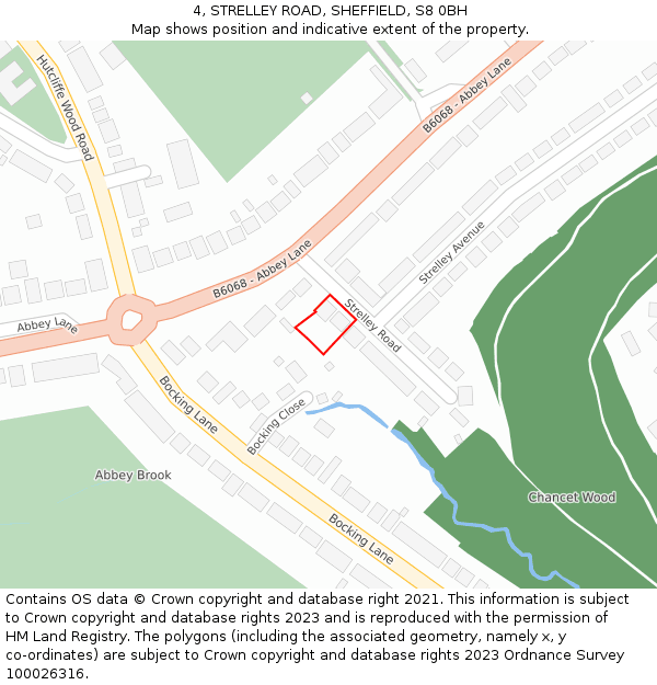 4, STRELLEY ROAD, SHEFFIELD, S8 0BH: Location map and indicative extent of plot