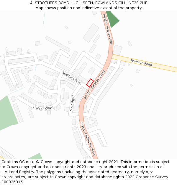 4, STROTHERS ROAD, HIGH SPEN, ROWLANDS GILL, NE39 2HR: Location map and indicative extent of plot