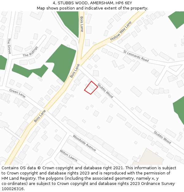 4, STUBBS WOOD, AMERSHAM, HP6 6EY: Location map and indicative extent of plot