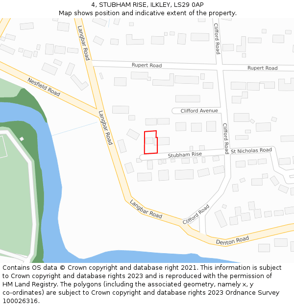 4, STUBHAM RISE, ILKLEY, LS29 0AP: Location map and indicative extent of plot