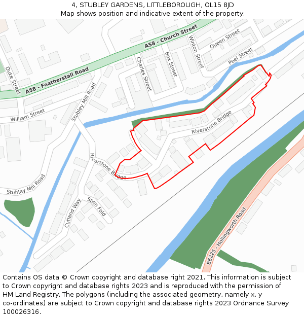 4, STUBLEY GARDENS, LITTLEBOROUGH, OL15 8JD: Location map and indicative extent of plot