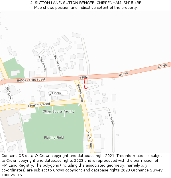 4, SUTTON LANE, SUTTON BENGER, CHIPPENHAM, SN15 4RR: Location map and indicative extent of plot