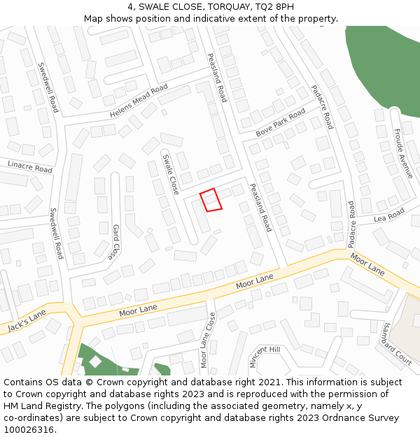 4, SWALE CLOSE, TORQUAY, TQ2 8PH: Location map and indicative extent of plot