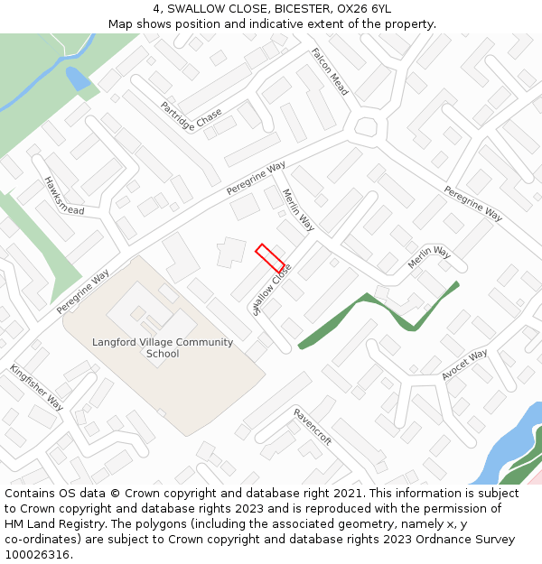 4, SWALLOW CLOSE, BICESTER, OX26 6YL: Location map and indicative extent of plot