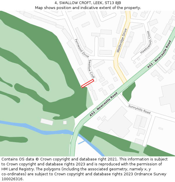 4, SWALLOW CROFT, LEEK, ST13 8JB: Location map and indicative extent of plot