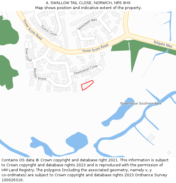 4, SWALLOW TAIL CLOSE, NORWICH, NR5 9HX: Location map and indicative extent of plot