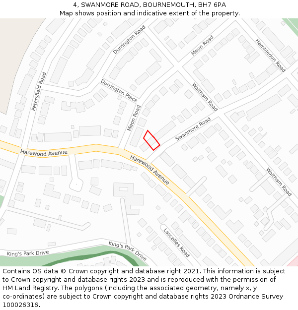 4, SWANMORE ROAD, BOURNEMOUTH, BH7 6PA: Location map and indicative extent of plot