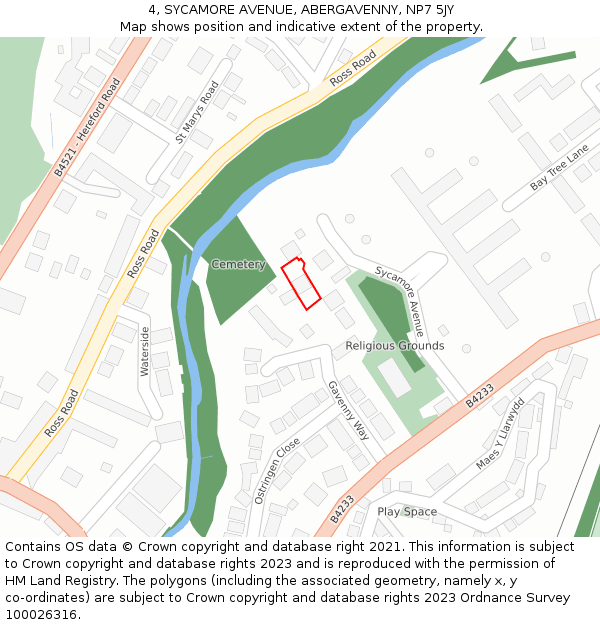 4, SYCAMORE AVENUE, ABERGAVENNY, NP7 5JY: Location map and indicative extent of plot