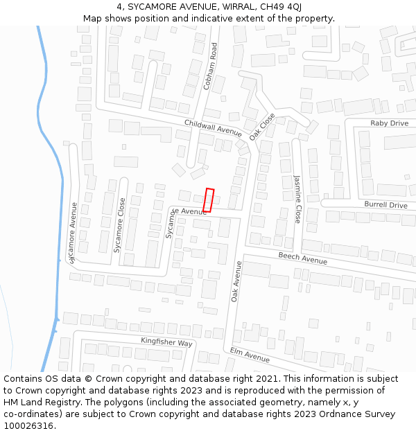 4, SYCAMORE AVENUE, WIRRAL, CH49 4QJ: Location map and indicative extent of plot