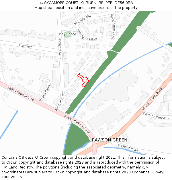 4, SYCAMORE COURT, KILBURN, BELPER, DE56 0BA: Location map and indicative extent of plot