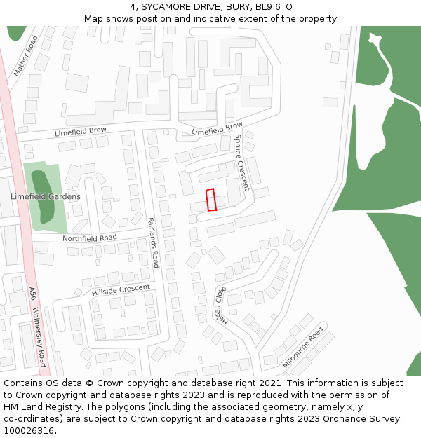 4, SYCAMORE DRIVE, BURY, BL9 6TQ: Location map and indicative extent of plot