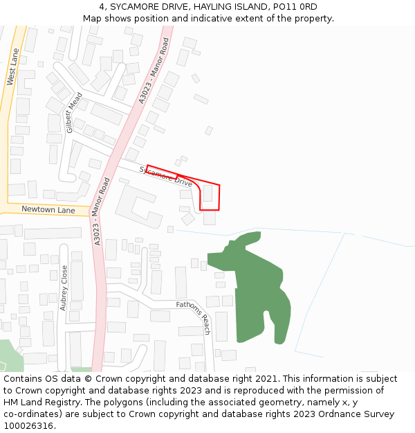 4, SYCAMORE DRIVE, HAYLING ISLAND, PO11 0RD: Location map and indicative extent of plot