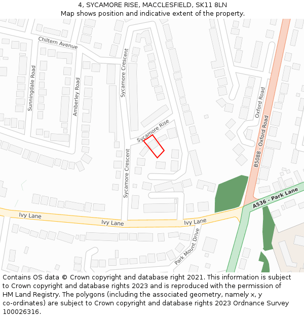 4, SYCAMORE RISE, MACCLESFIELD, SK11 8LN: Location map and indicative extent of plot