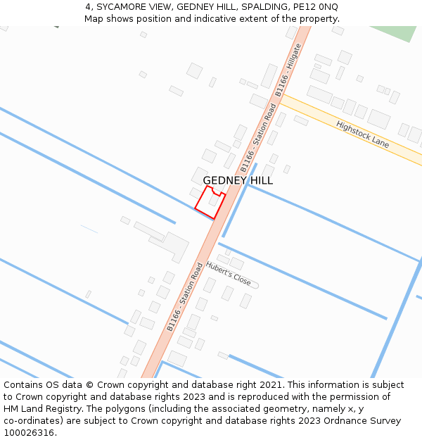 4, SYCAMORE VIEW, GEDNEY HILL, SPALDING, PE12 0NQ: Location map and indicative extent of plot