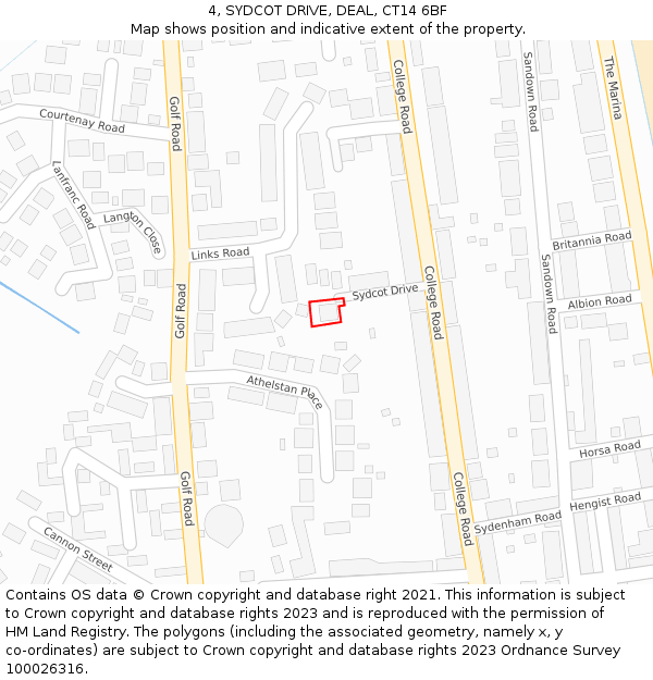 4, SYDCOT DRIVE, DEAL, CT14 6BF: Location map and indicative extent of plot