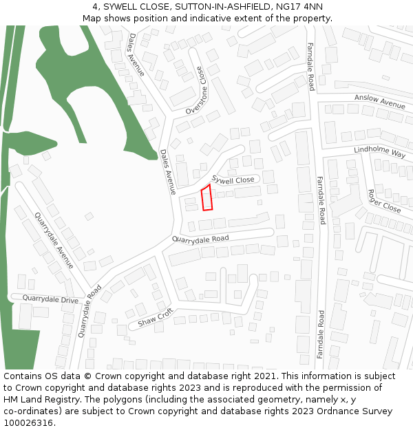 4, SYWELL CLOSE, SUTTON-IN-ASHFIELD, NG17 4NN: Location map and indicative extent of plot