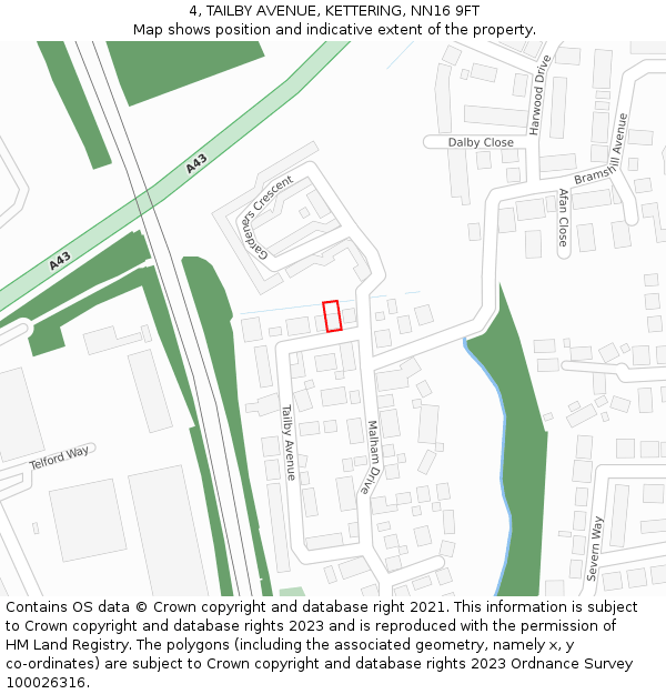 4, TAILBY AVENUE, KETTERING, NN16 9FT: Location map and indicative extent of plot