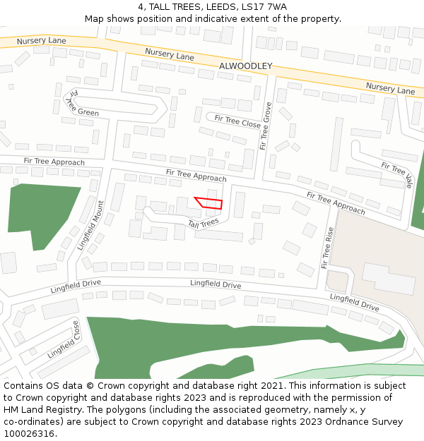 4, TALL TREES, LEEDS, LS17 7WA: Location map and indicative extent of plot