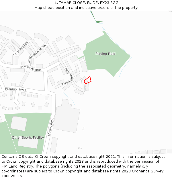 4, TAMAR CLOSE, BUDE, EX23 8GG: Location map and indicative extent of plot