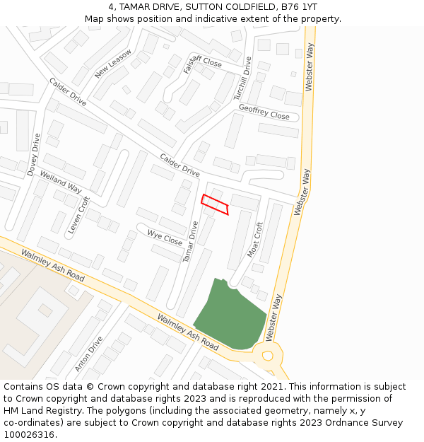 4, TAMAR DRIVE, SUTTON COLDFIELD, B76 1YT: Location map and indicative extent of plot