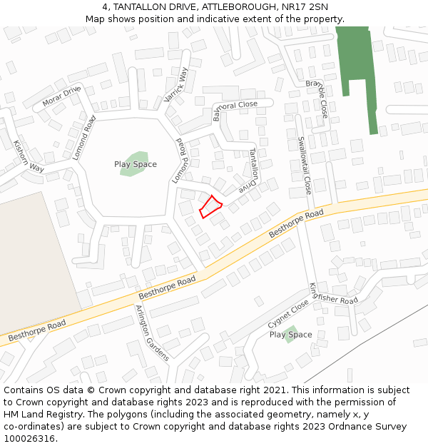 4, TANTALLON DRIVE, ATTLEBOROUGH, NR17 2SN: Location map and indicative extent of plot