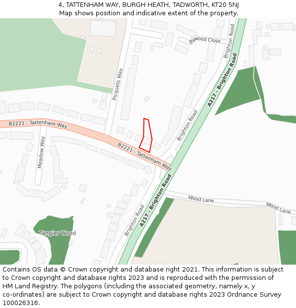 4, TATTENHAM WAY, BURGH HEATH, TADWORTH, KT20 5NJ: Location map and indicative extent of plot