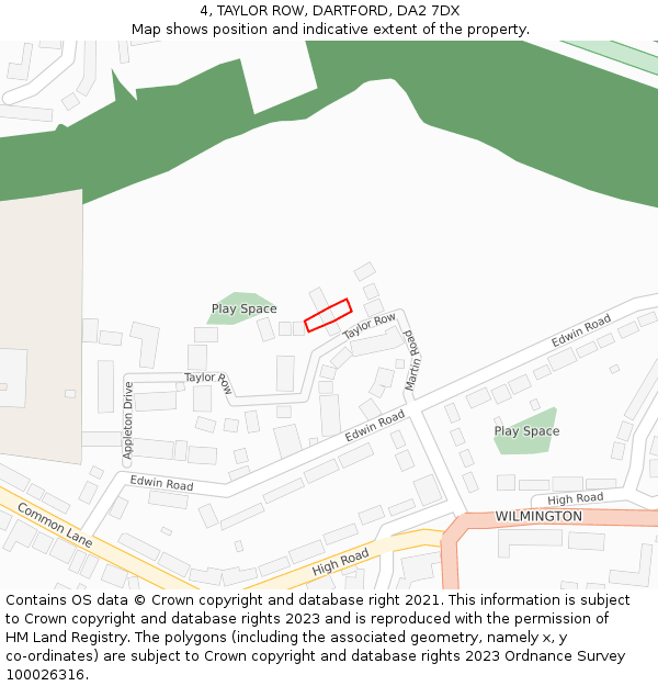 4, TAYLOR ROW, DARTFORD, DA2 7DX: Location map and indicative extent of plot